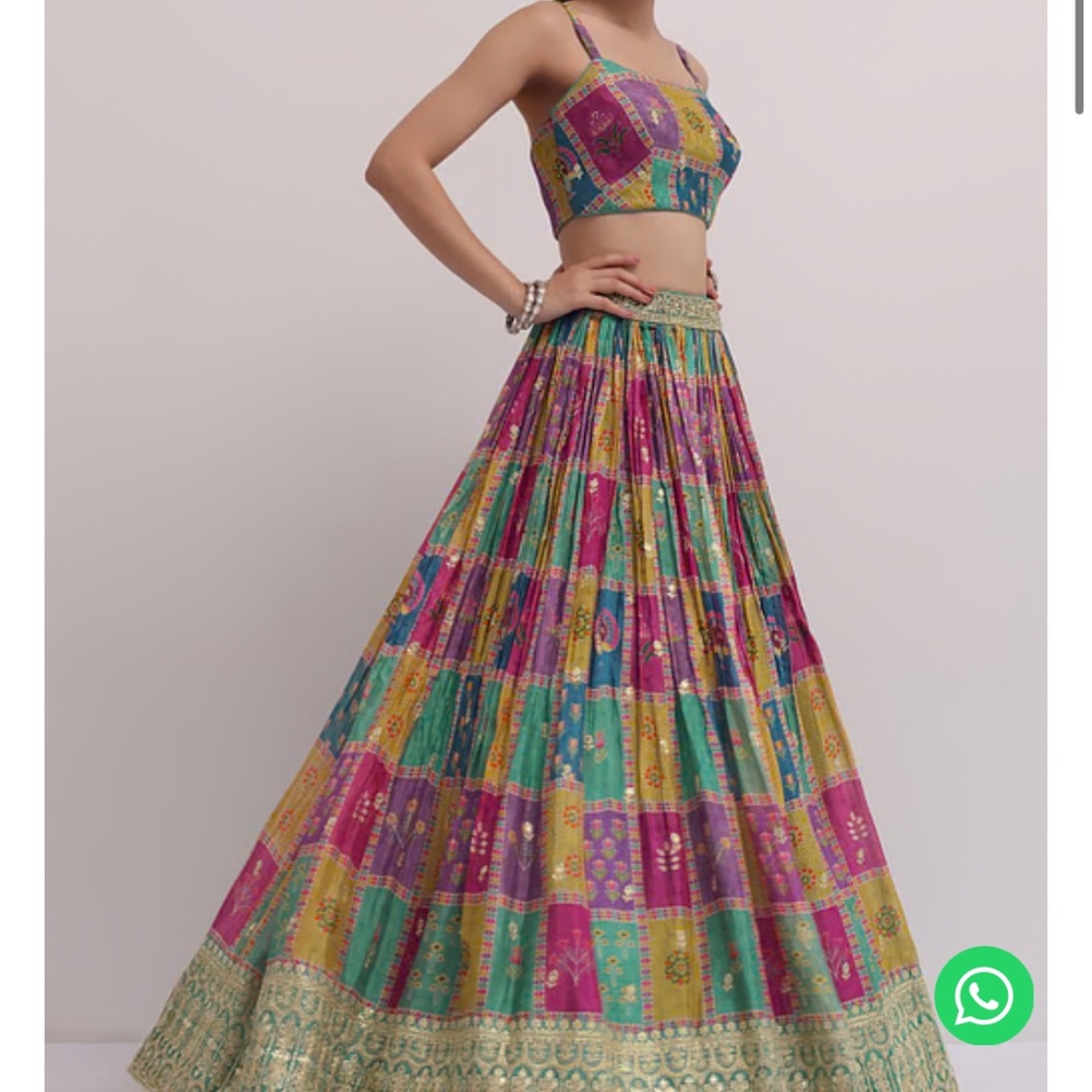 Lehenga With Green Embroidered Choli And Jacket